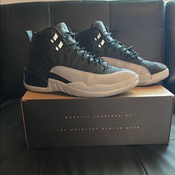Jordan 12 Black/Wolf-Grey High-Top Sneakers - Picture 3 of 3